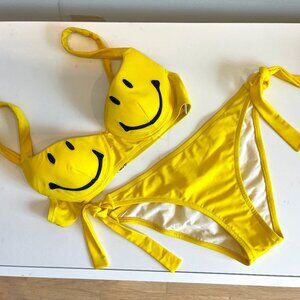 Moschino Swim Yellow Smiley Face Two Piece Bikini